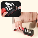 Afiador Amolador de Facas em Aço Inox com 3 Afiadores Base Emborrachada Linha Profissional