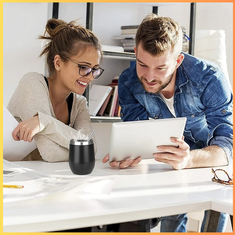 Cuia Térmica Inox 350ml com Tampa Vedada – Parede Dupla, Conserva Bebidas Geladas ou Quentes